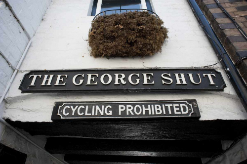 Quirky Street Signs in Much Wenlock Shropshire UK