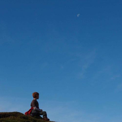 One of the boys looking at the view