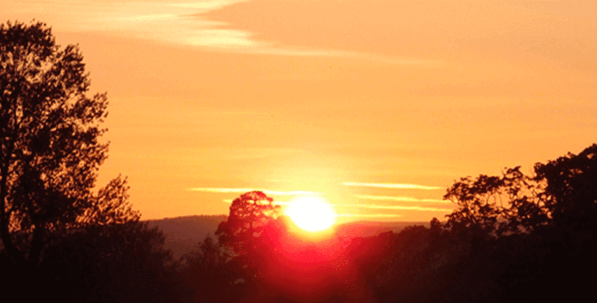 Sunrise at Upper Heath Self Catering Farm Cottage in Craven Arms Shropshire, UK